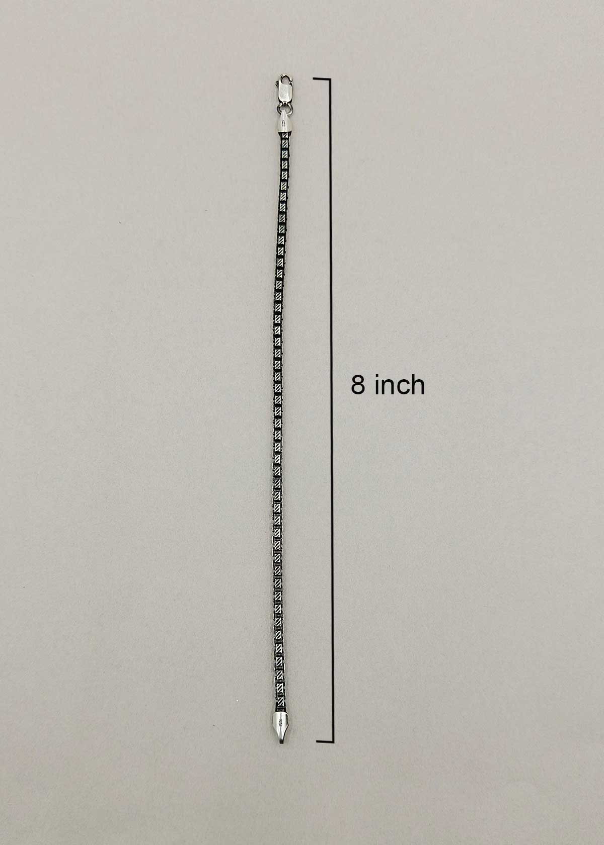 92.5 Sterling Silver Black Oxidized Delicate Loose Bracelet For Men