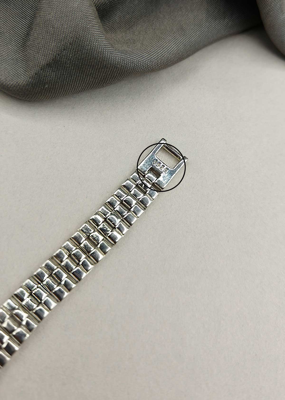 92.5 Sterling Silver Triple Row Square Link Loose Men Bracelet