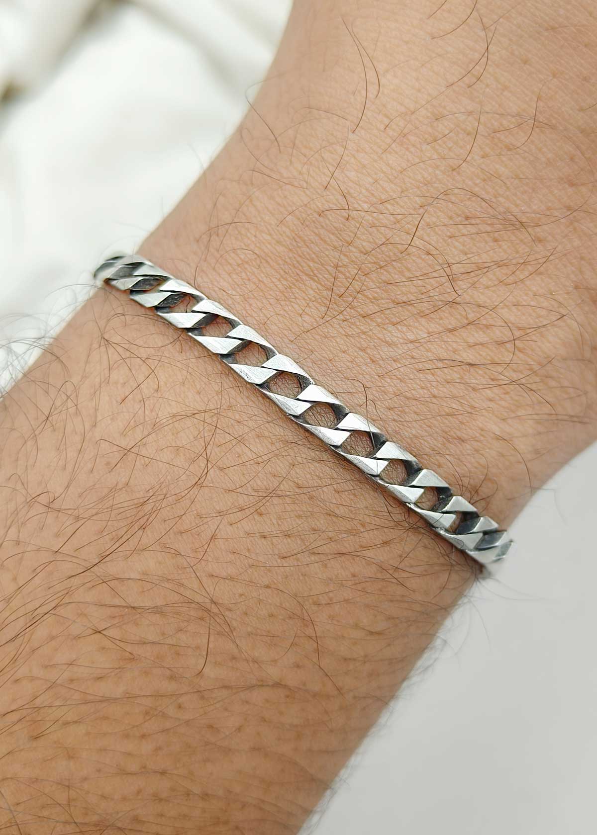 92.5 Sterling Silver Chain Style Delicate Loose Men Bracelet