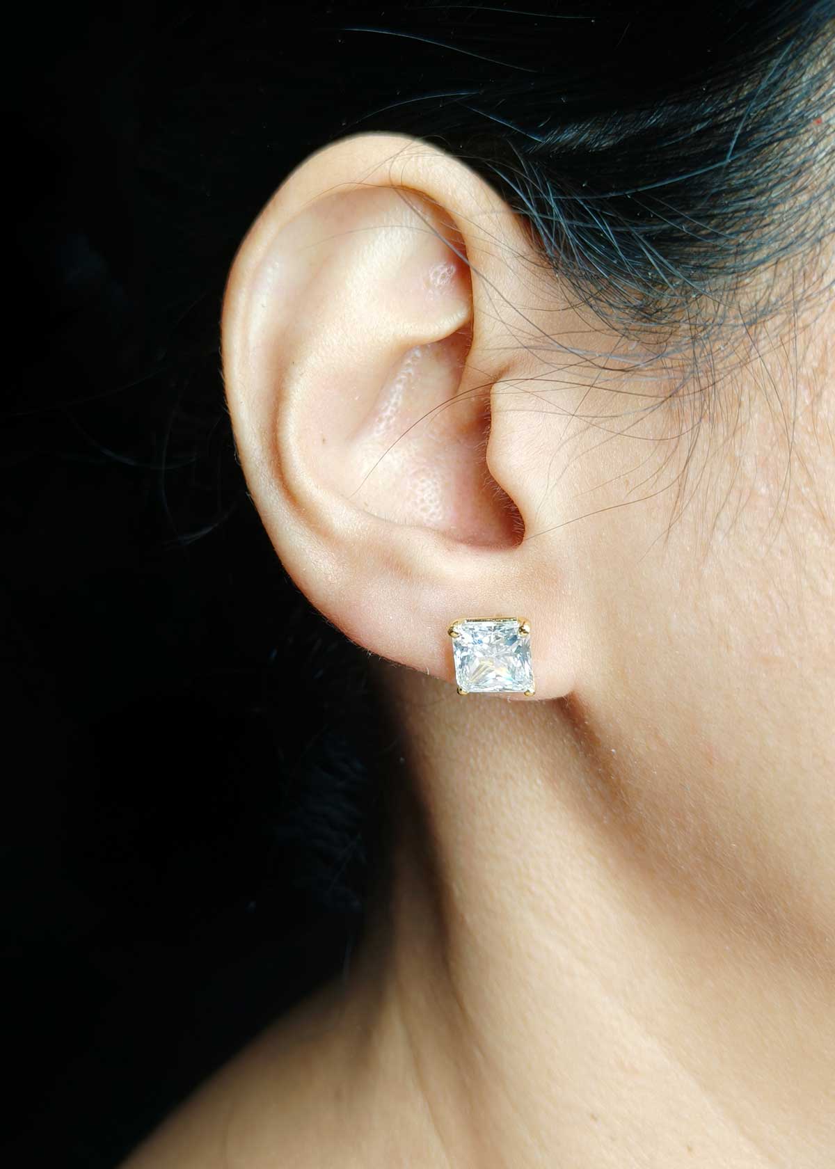 92.5 Sterling Silver Square Shape Pendant Set + Chain For Women