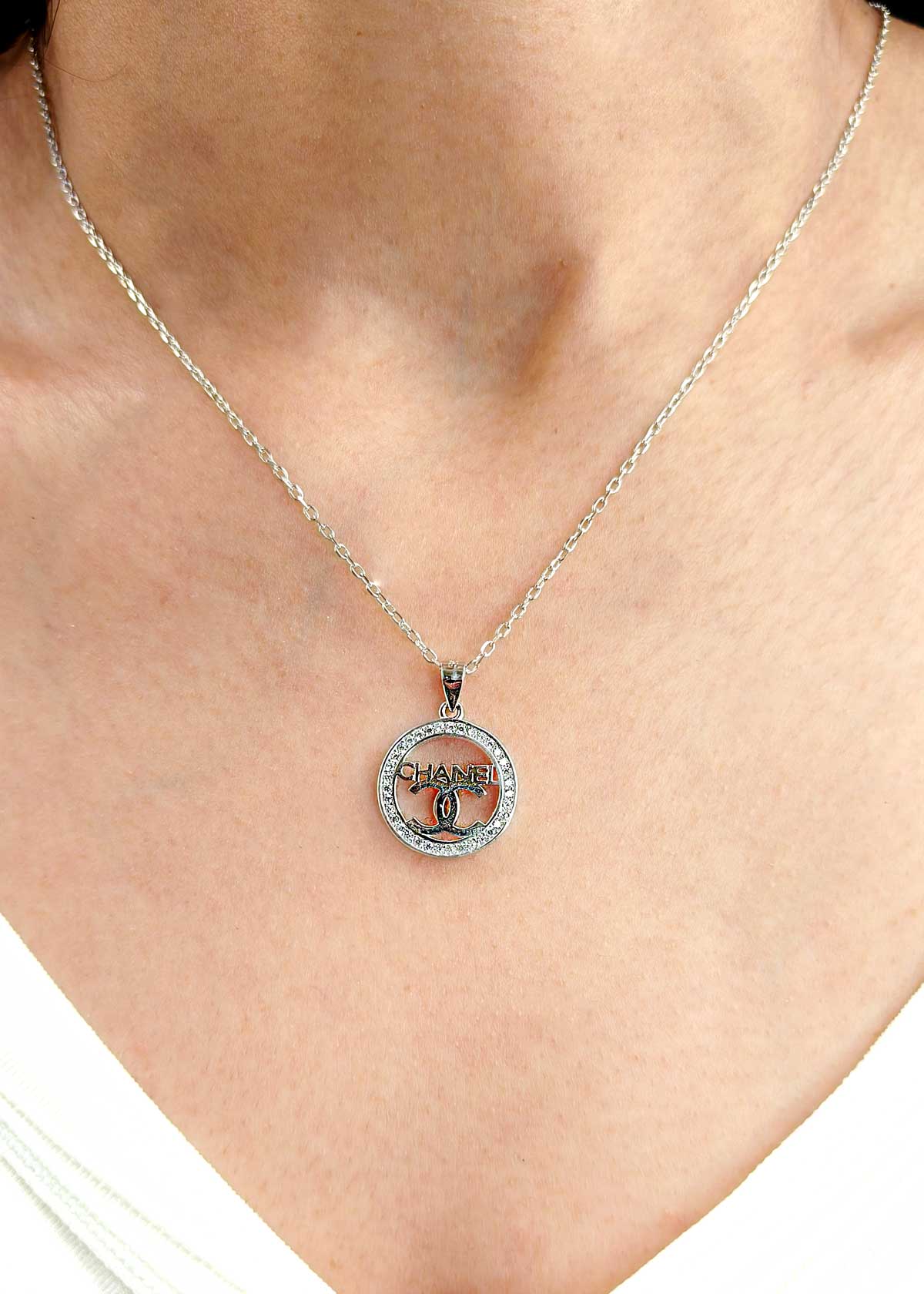 92.5 Sterling Silver Channel Inspired With Cubic Zircon Stone Pendant Set With Chain For Women