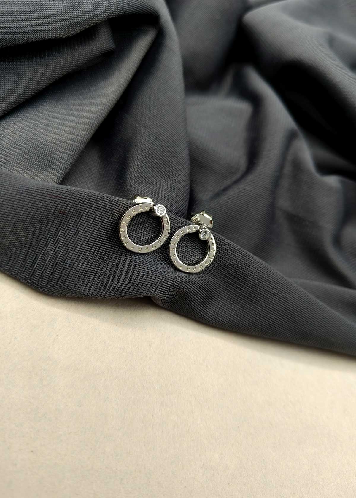 92.5 Sterling Silver With Cubic Zircon Stone Circle Pandora Earring For Women