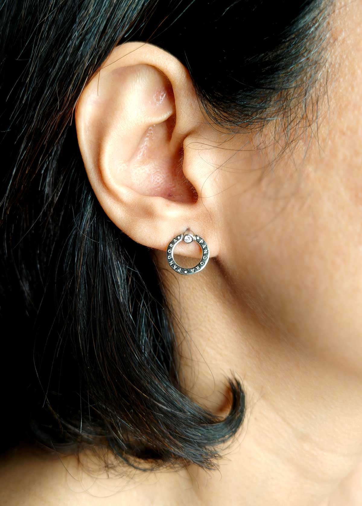 92.5 Sterling Silver With Cubic Zircon Stone Circle Pandora Earring For Women