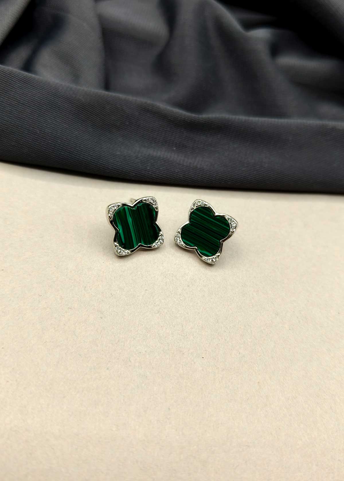 92.5 Sterling Silver Van Cleef Inspired Clover Design In 3 Different Colour Small Stud Earring For Women