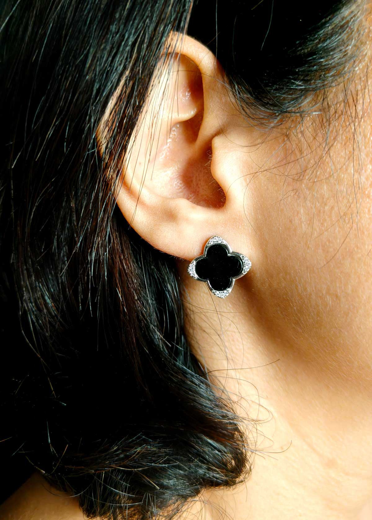 92.5 Sterling Silver Van Cleef Inspired Clover Design In 3 Different Colour Small Stud Earring For Women