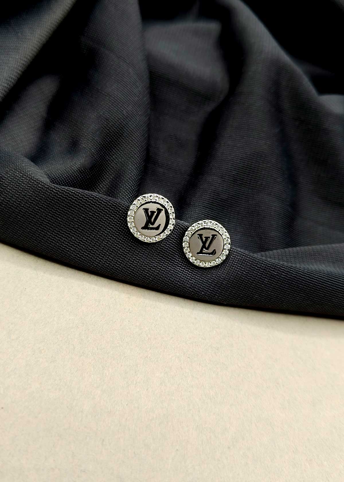 92.5 Sterling Silver Louis Vuitton Inspired With Cubic Zircon Small Stud Earrings For Women