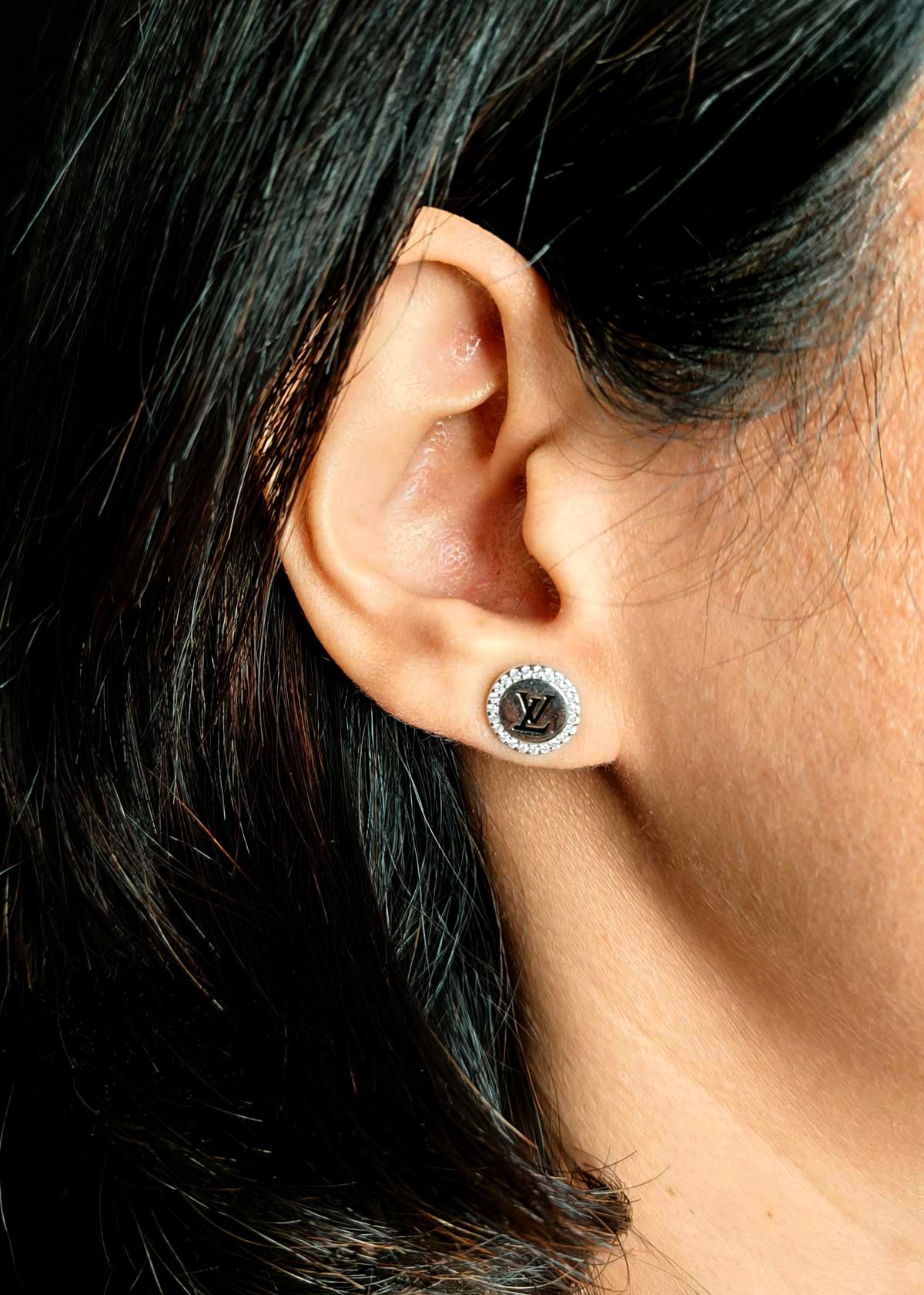 92.5 Sterling Silver Louis Vuitton Inspired With Cubic Zircon Small Stud Earrings For Women