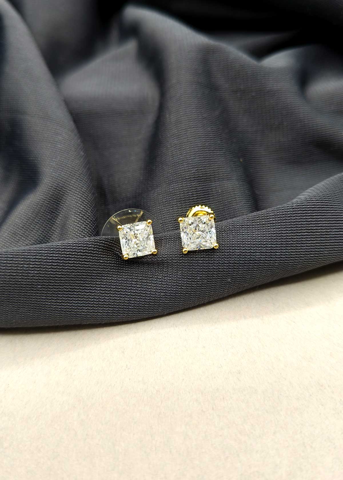 92.5 Sterling Silver Swarovski Crystal Gold Plated Studs For Women