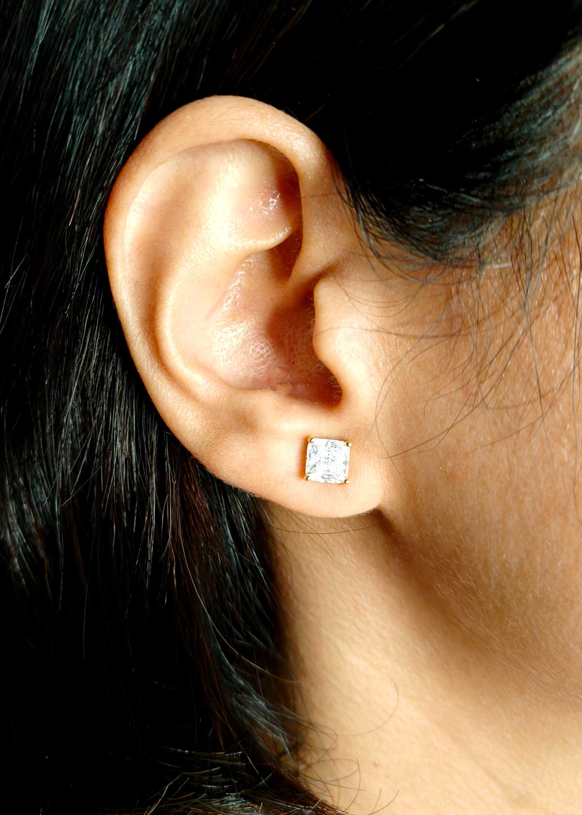 92.5 Sterling Silver Swarovski Crystal Gold Plated Studs For Women