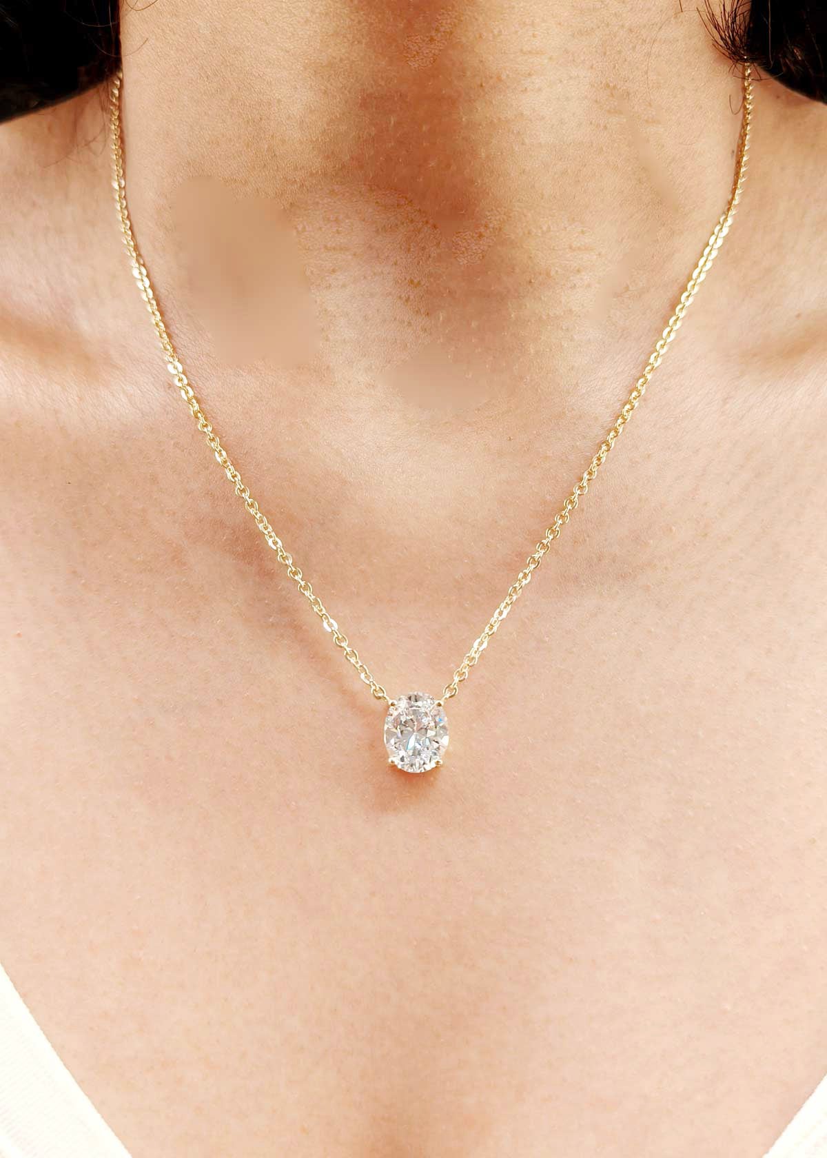92.5 Sterling Silver Oval Swarovski Crystal Gold Plated Pendant Set For Women