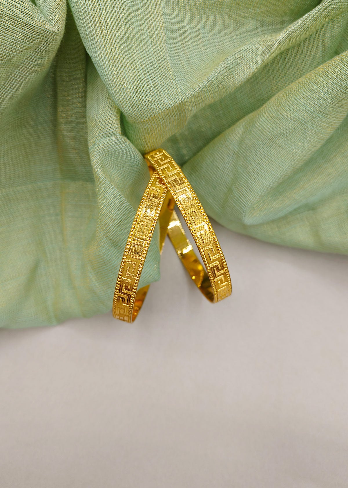 Elegant Traditional Delicate Designer 1 Gram Gold Plated Bangles (Pair)