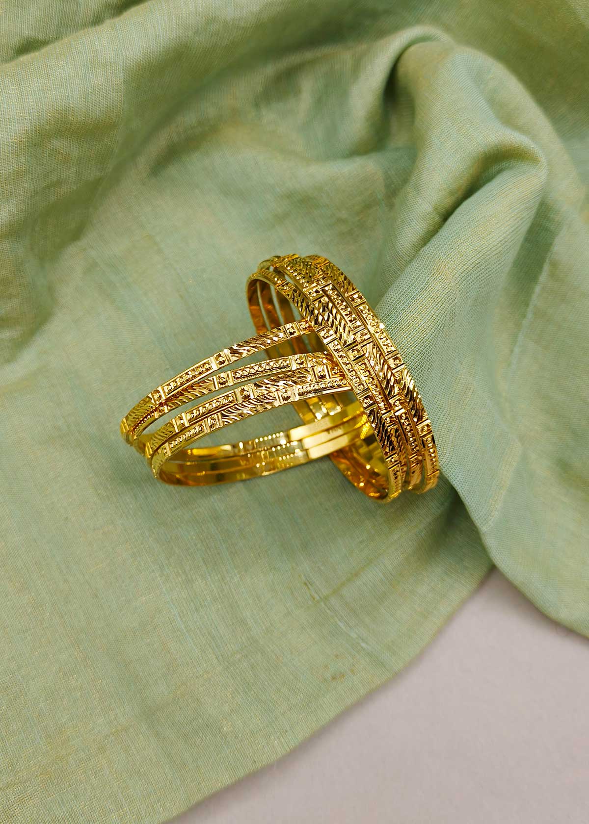 1 Gram Gold Plated Classic Ethnic Designer Bangles (4/8 Pcs)