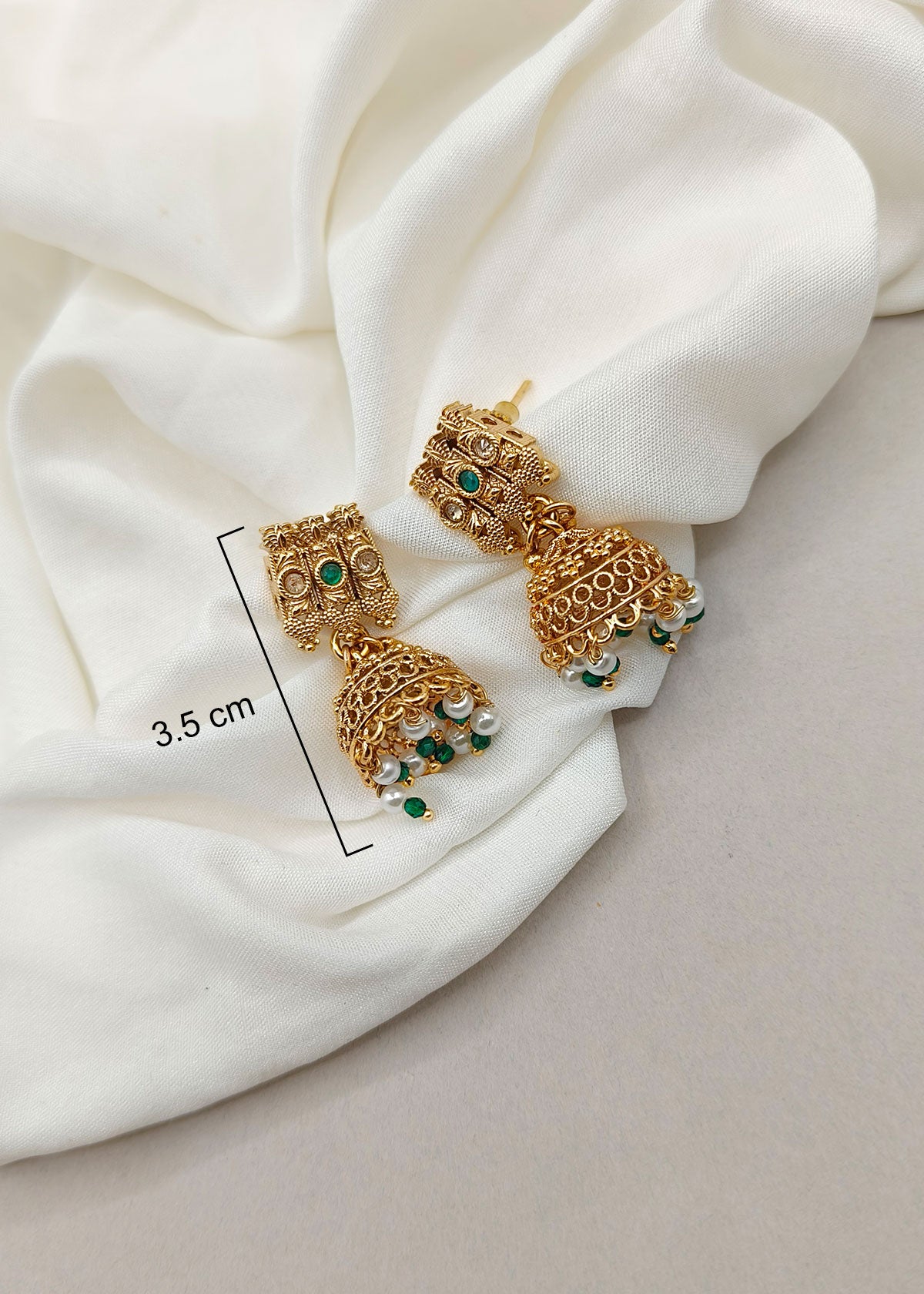 Traditional Antique Gold Plated With Green Stone Short Necklace Set
