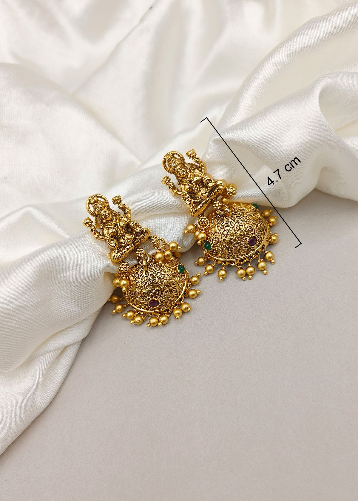 Traditional Antique Gold Plated With Ruby And Green Stone Goddess Lakshmi Temple Necklace Set
