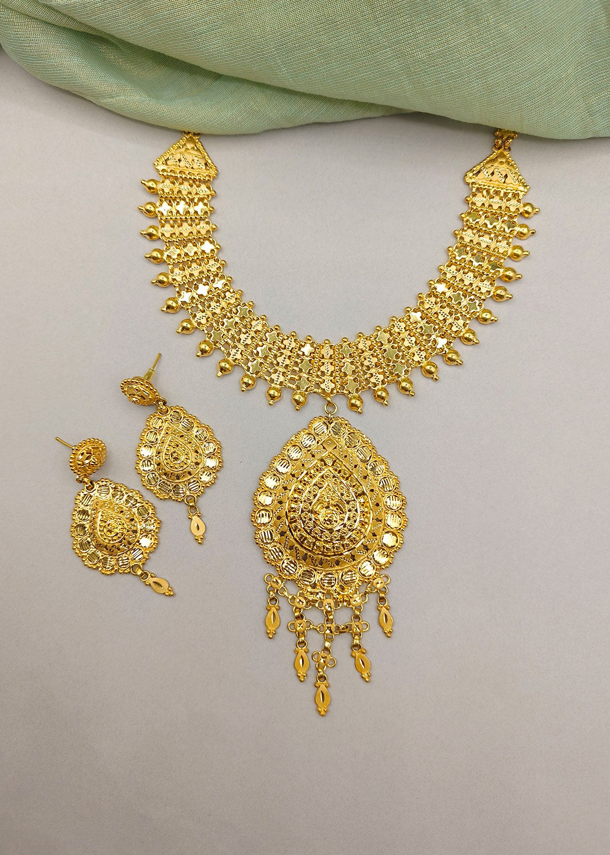 Elegant 1 Gram Gold Gold Plated Long Necklace Set