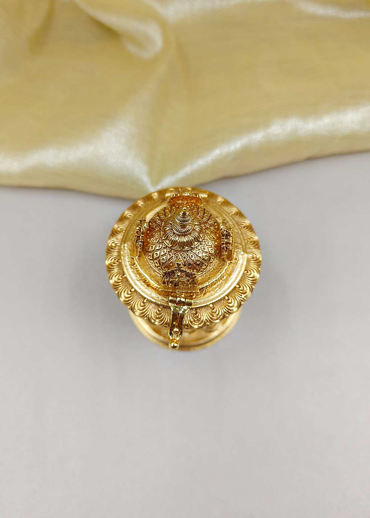 Traditional Divine Antique Gold Plated Kumkum Box / Sindoor Box