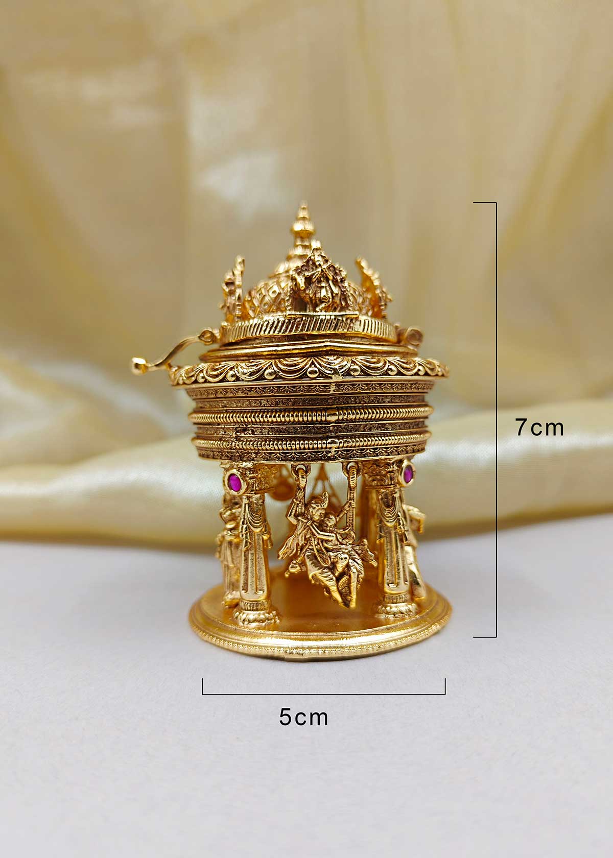 Traditional Divine Antique Gold Plated Kumkum Box / Sindoor Box