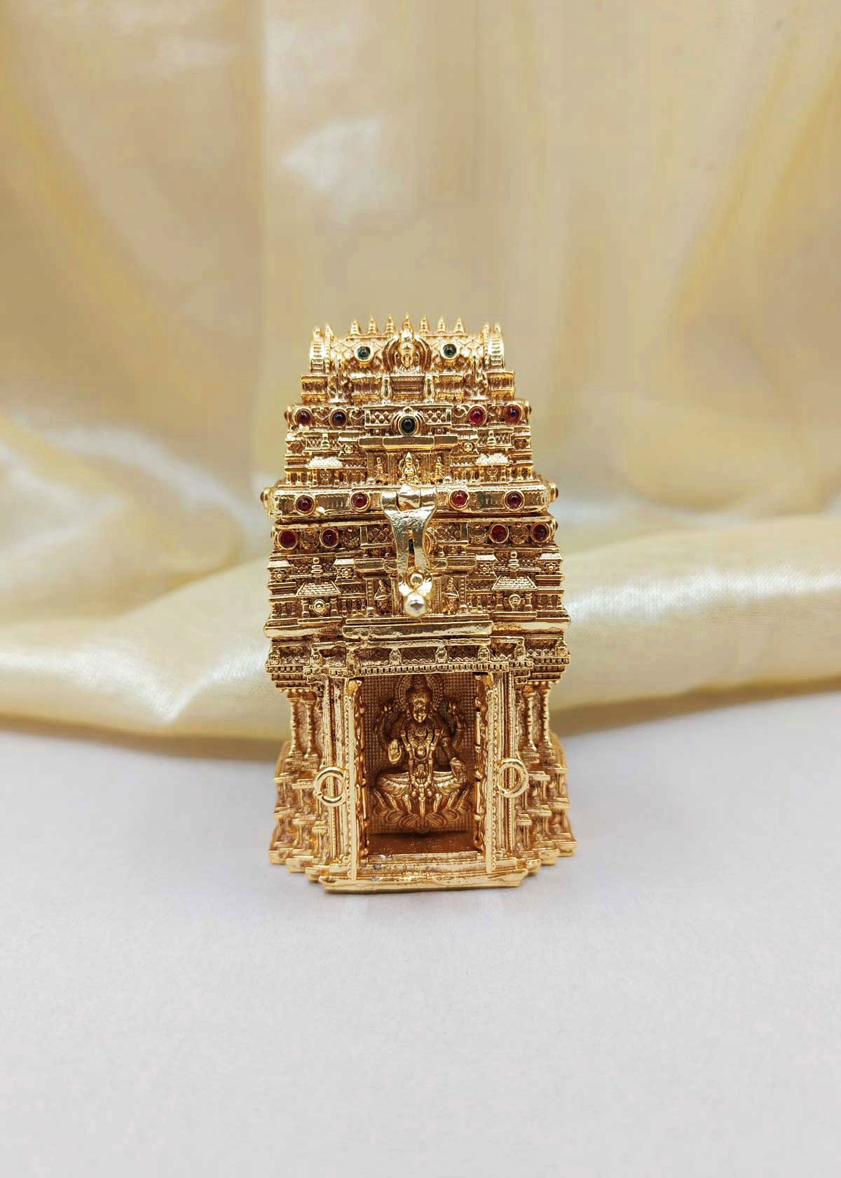 Antique Gold Plated Round Kumkum Box / Sindoor Box