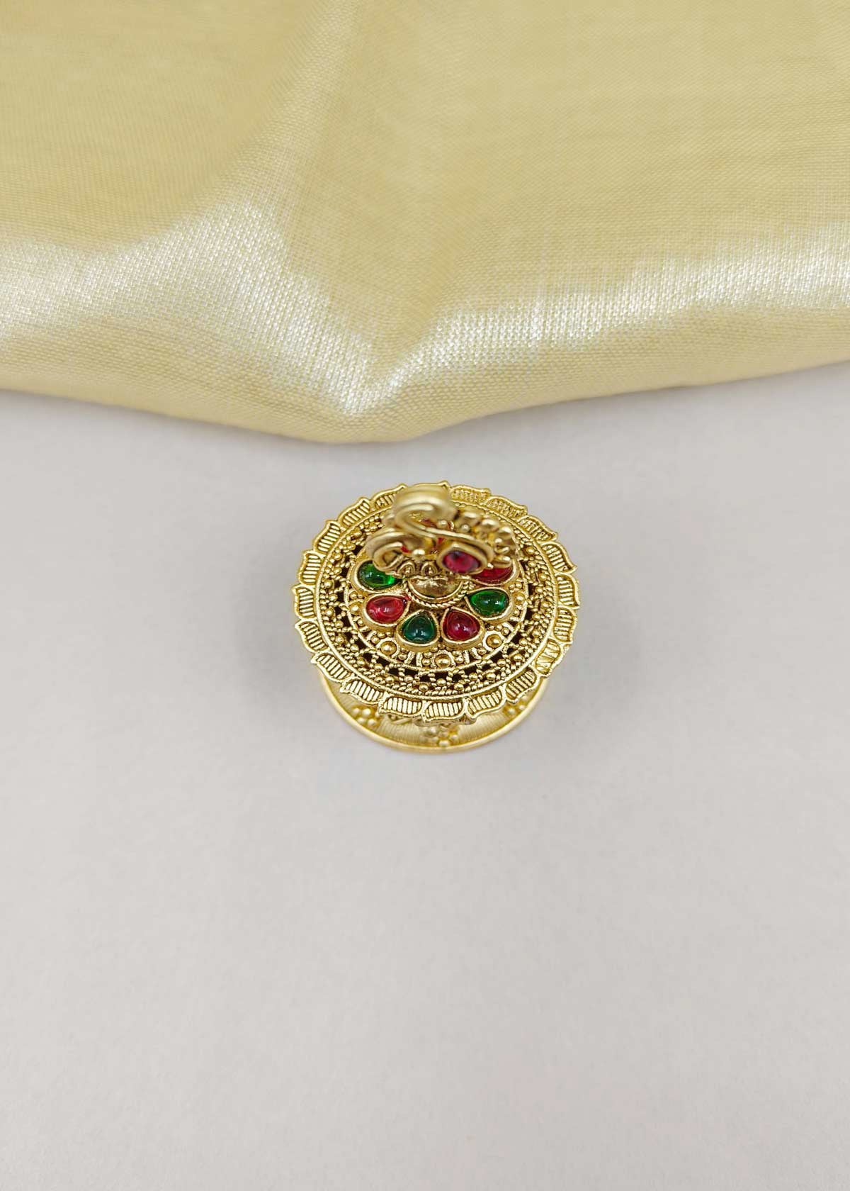 Peacock Style Antique Gold Plated Kumkum Box / Sindoor Box