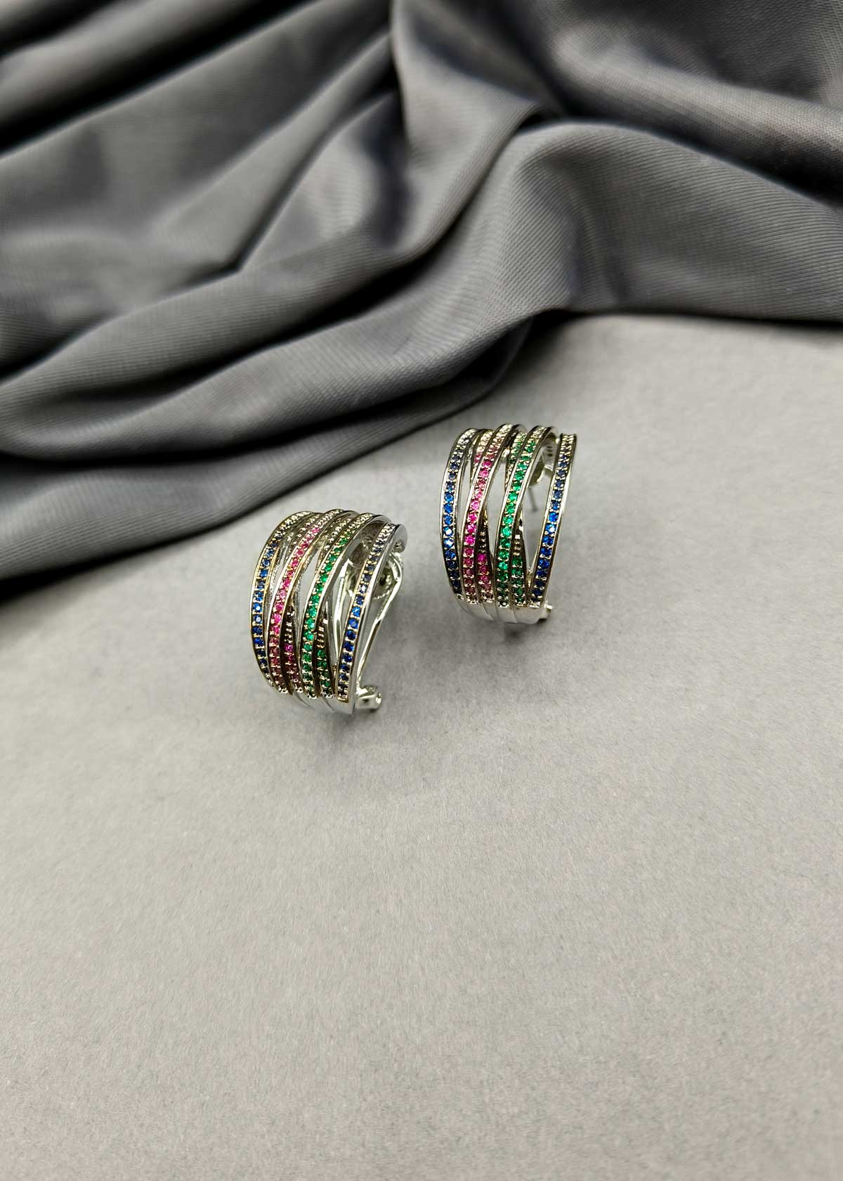 Glamorous Rainbow Pattern Cubic Zircon Hoop Style Earring For Women