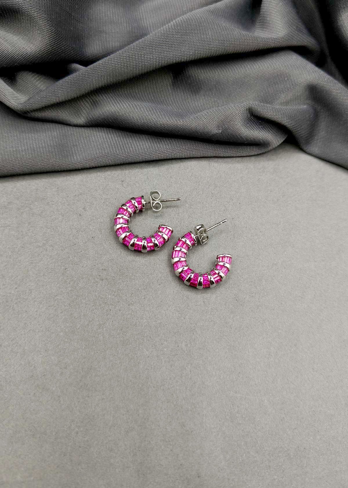 Baguette Cut Cubic Zircon Mini Hoops Earring For Women