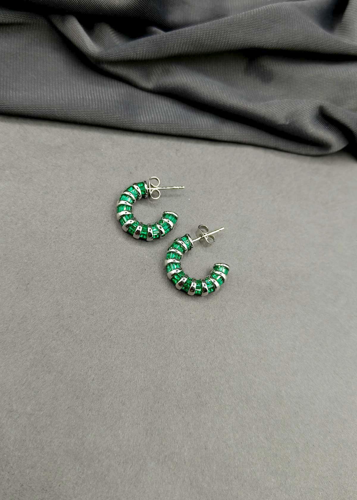 Baguette Cut Cubic Zircon Mini Hoops Earring For Women