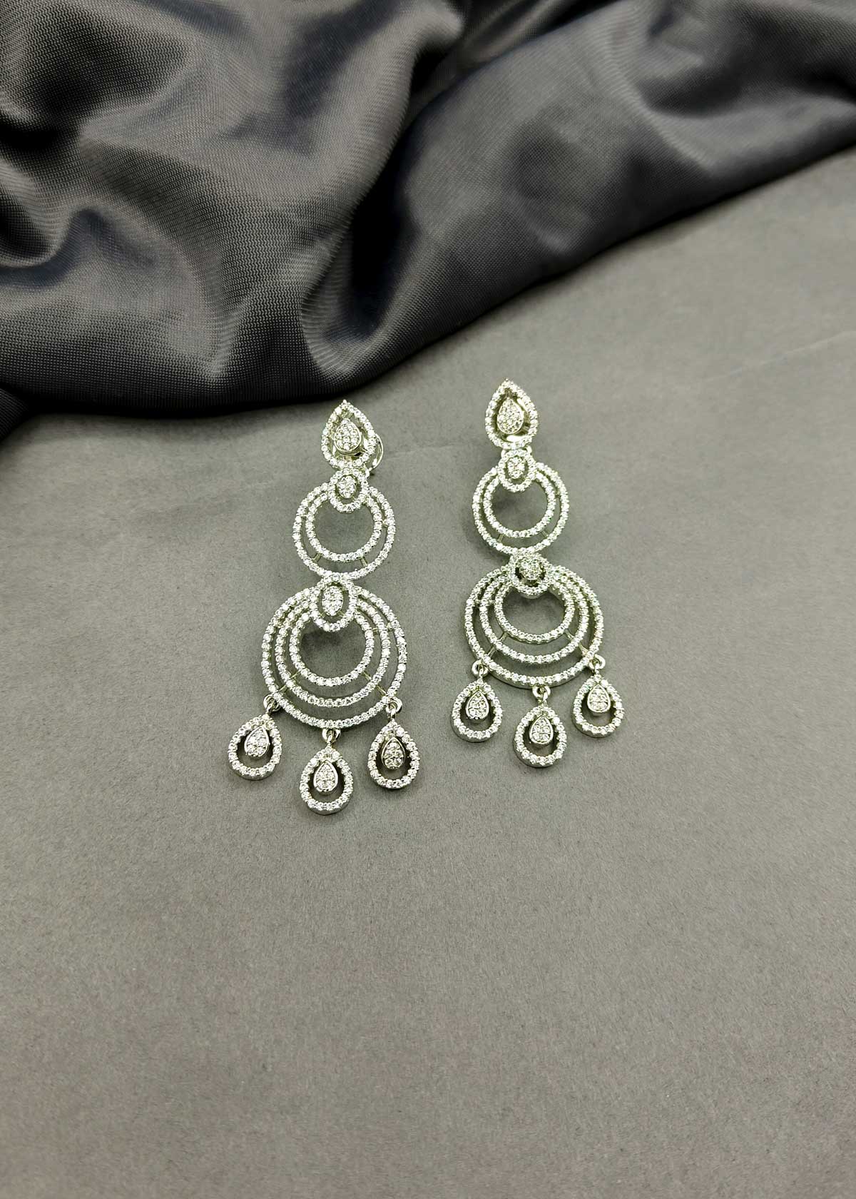 Chandelier Style Cubic Zircon Gold Silver Plated Long Earring For Women