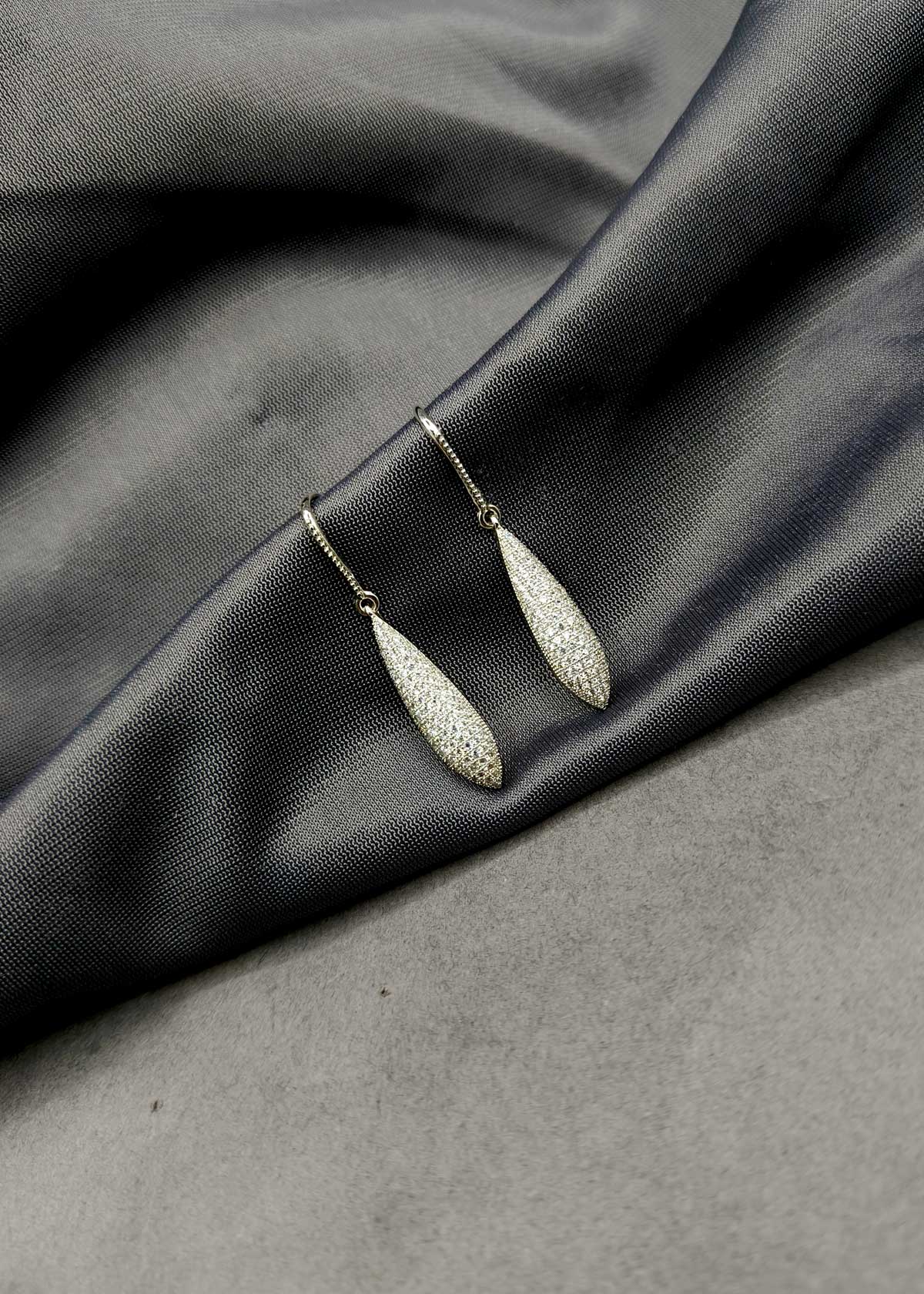 Teardrop Fish Hook Style Gold Silver Plated Cubic Zircon Earring For Women