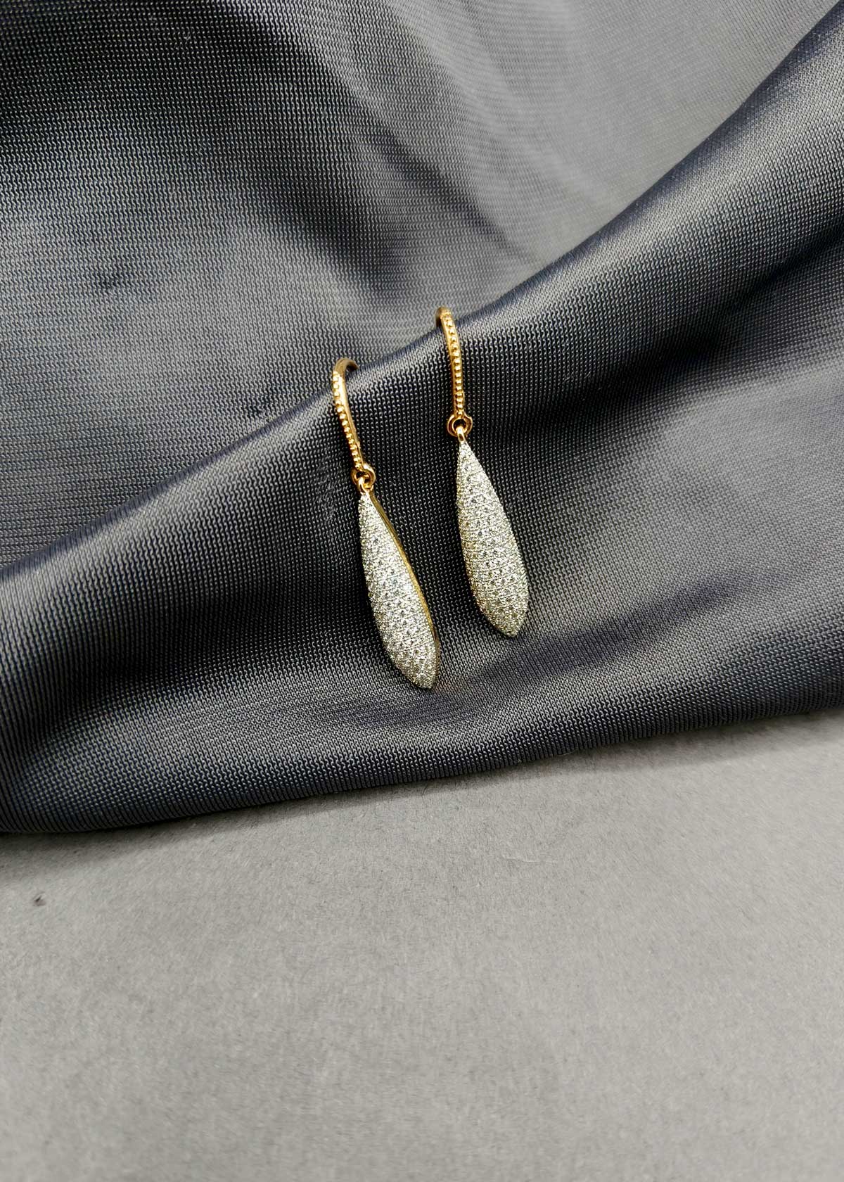 Teardrop Fish Hook Style Gold Silver Plated Cubic Zircon Earring For Women