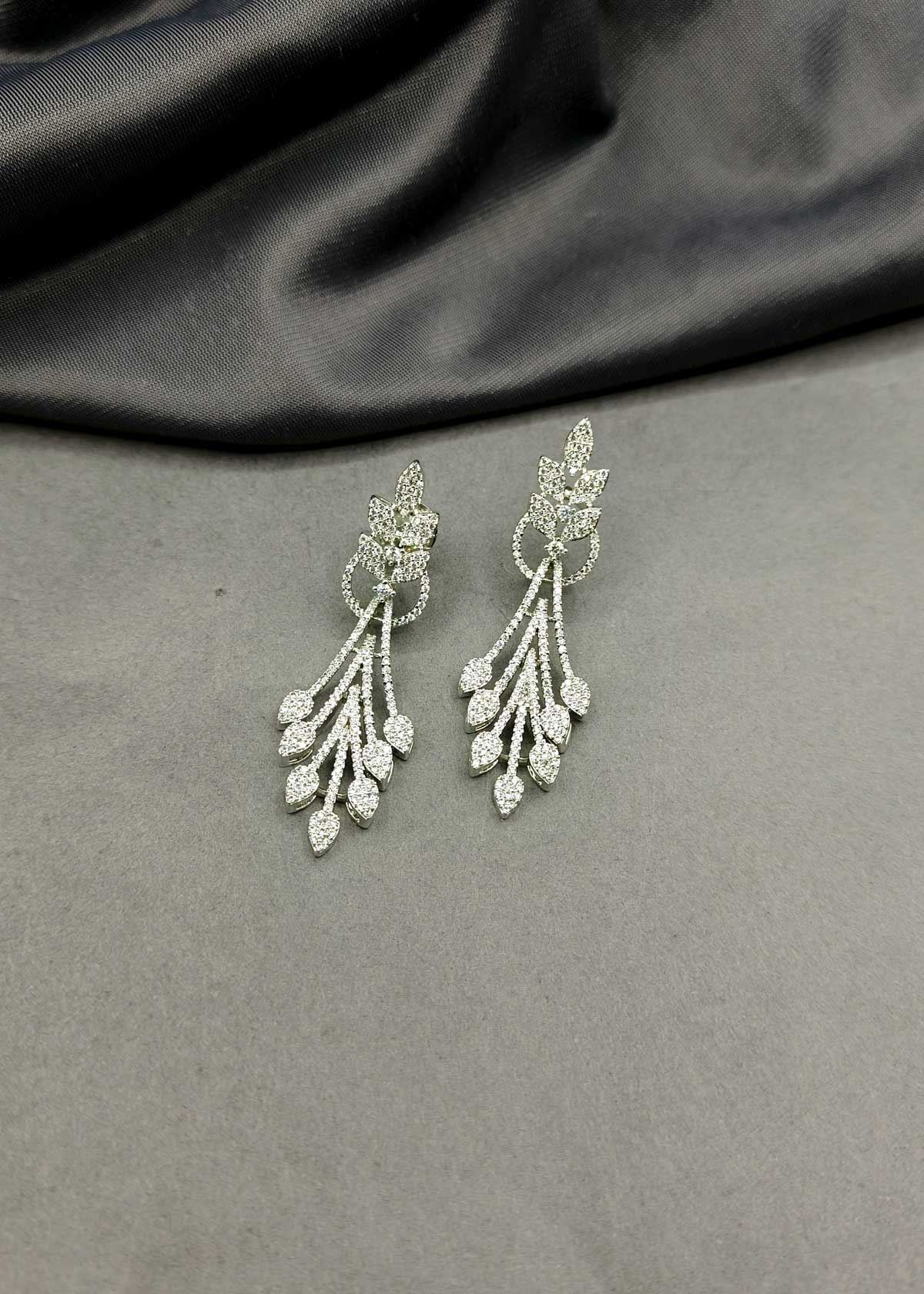 Delicate Floral Marquise Cubic Zircon Gold Silver Plated Hanging Earring For Women