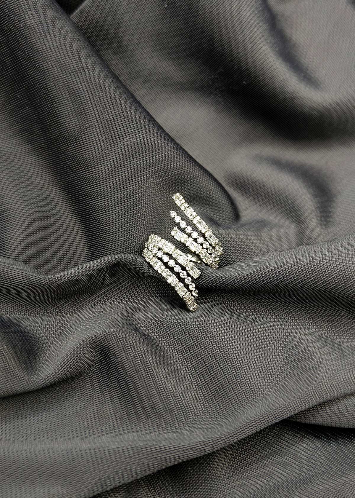 Modern Wrap Style Gold Silver Plated Cubic Zircon Adjustable Finger Ring For Women