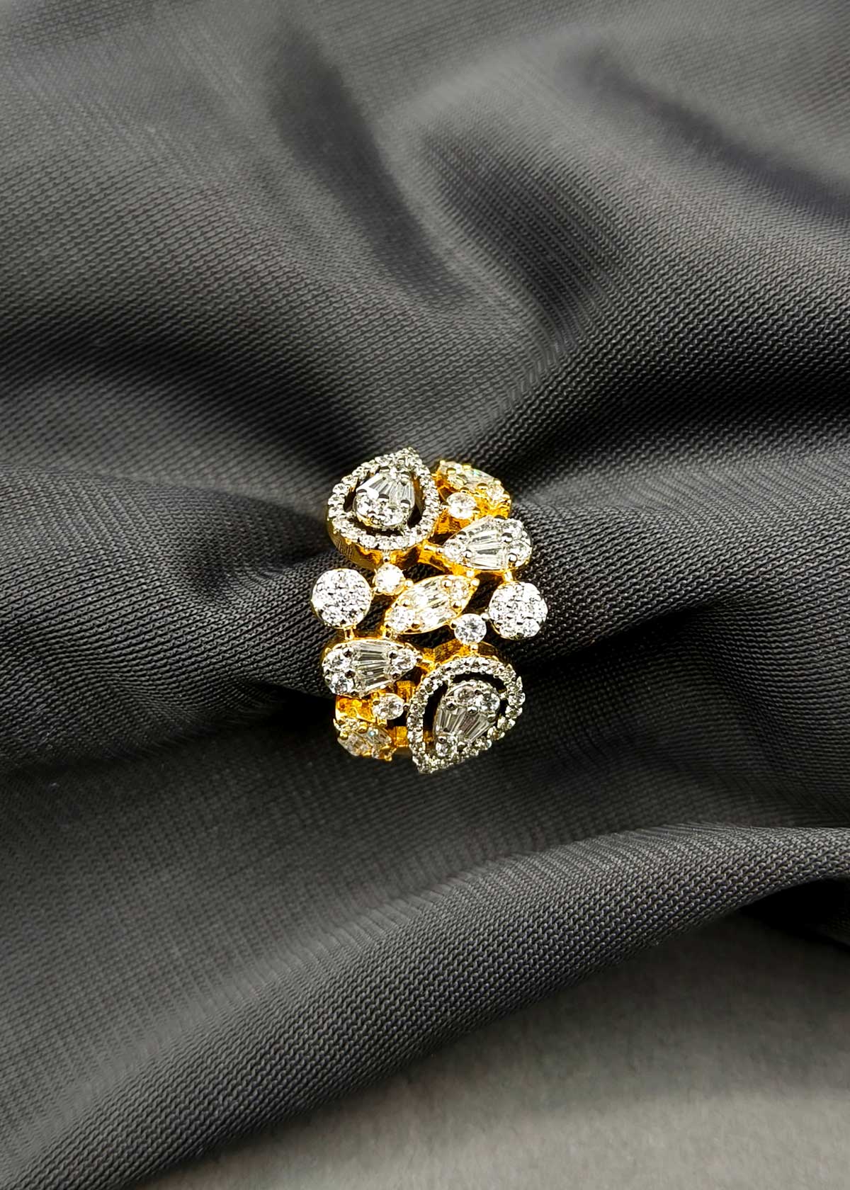 Fancy Marquise Cubic Zircon Gold Silver Plated Adjustable Finger Ring For Women