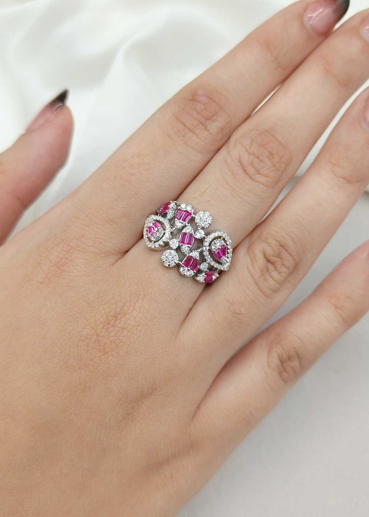 Fancy Marquise Cubic Zircon Gold Silver Plated Adjustable Finger Ring For Women