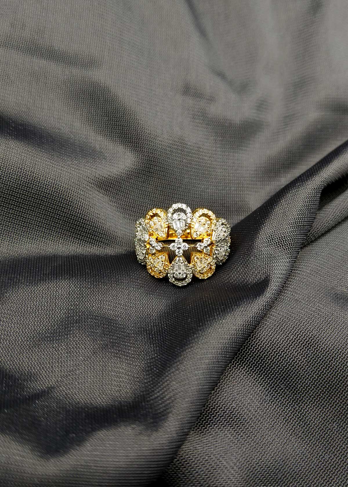 Luxurious Gold Silver Plated Cubic Zircon Adjustable Finger Ring For Women