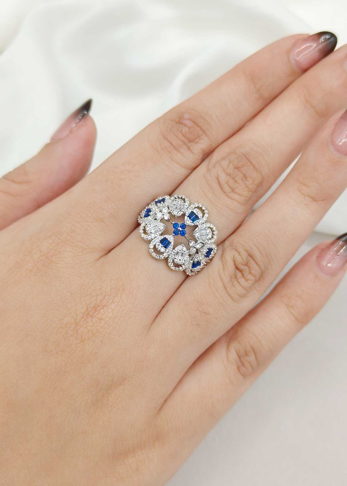 Luxurious Gold Silver Plated Cubic Zircon Adjustable Finger Ring For Women