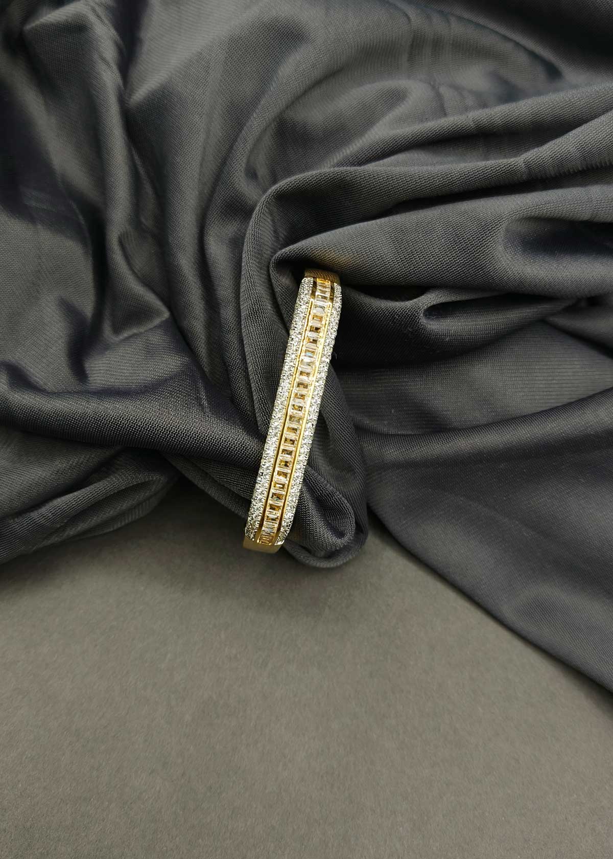 Attractive Cubic Zircon Gold Silver Plated Kada Bracetet For Women