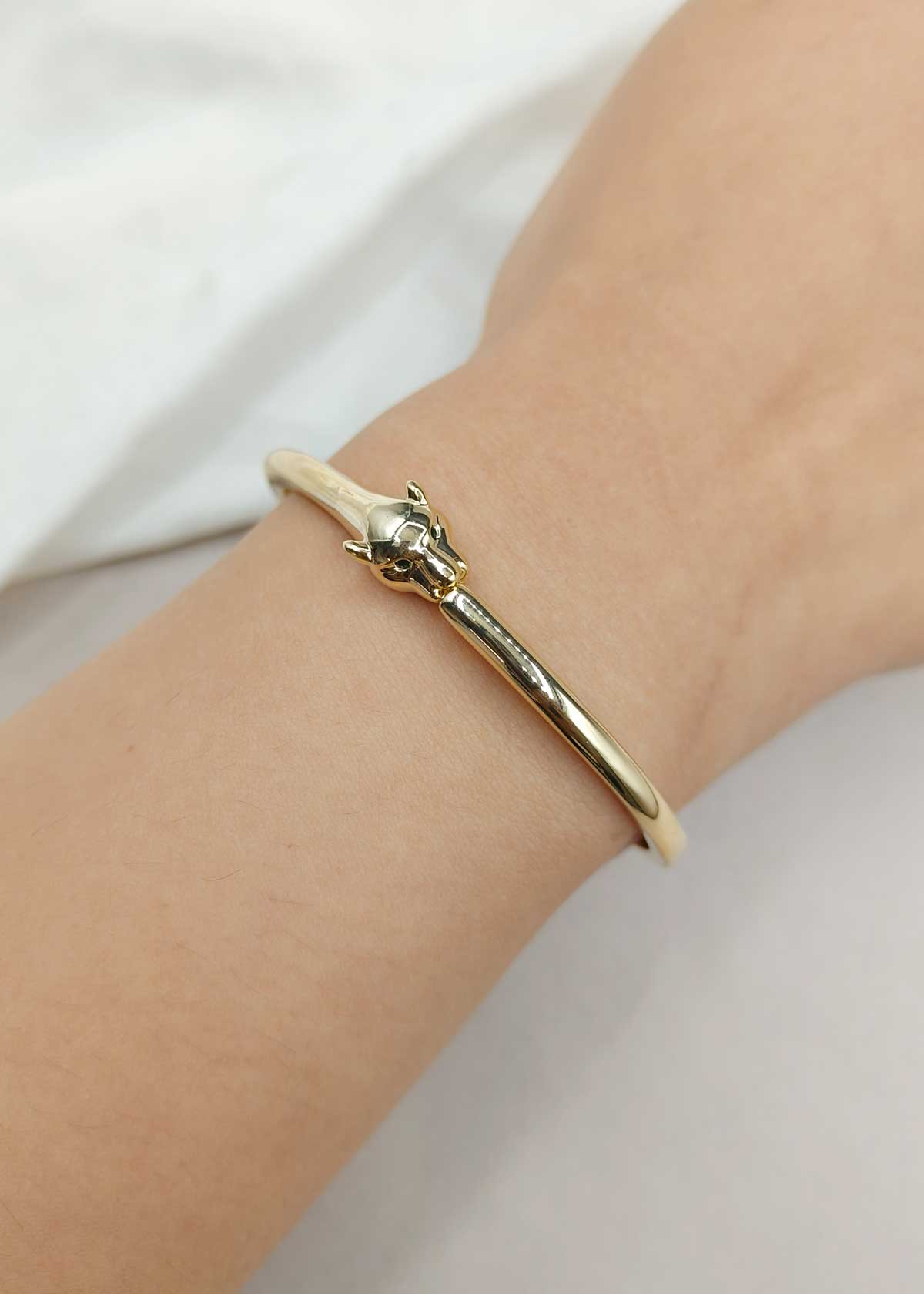 Animal Head Design Cubic Zircon Gold Plated Kada Bracelet For Women