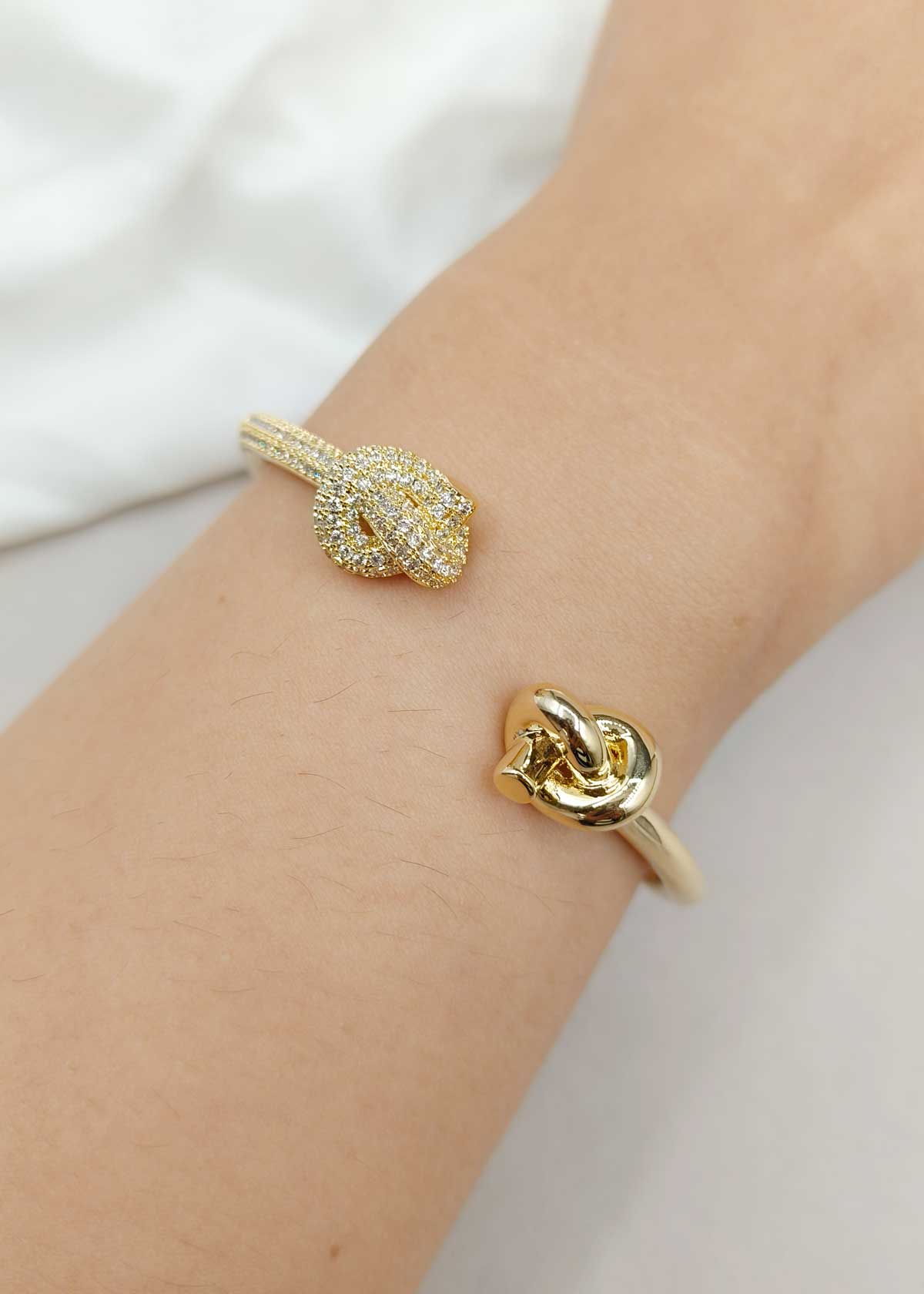 Knot Cuff Cubic Zircon Gold Plated Kada Bracetet For Women