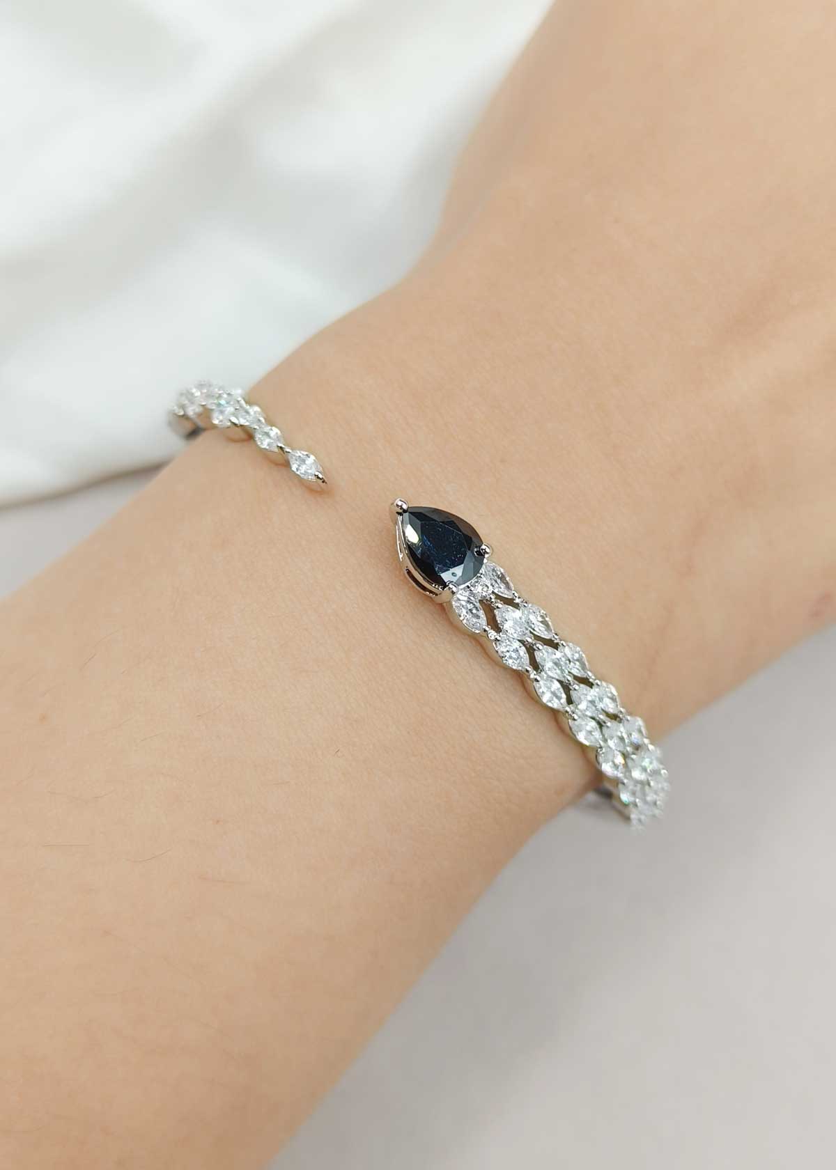 Dazzling Open Cuff Marquise Cubic Zircon Kada Bracetet For Women
