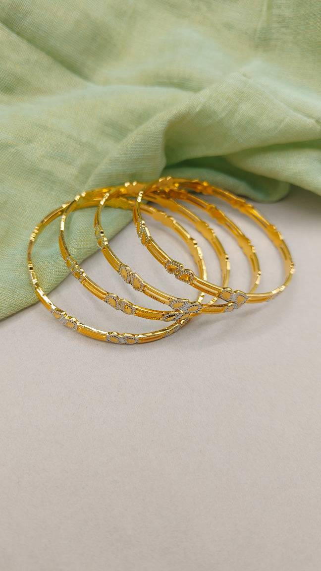 1 Gram Gold And Silver Plated Dual Tone Sleek Bangles (4Pcs)