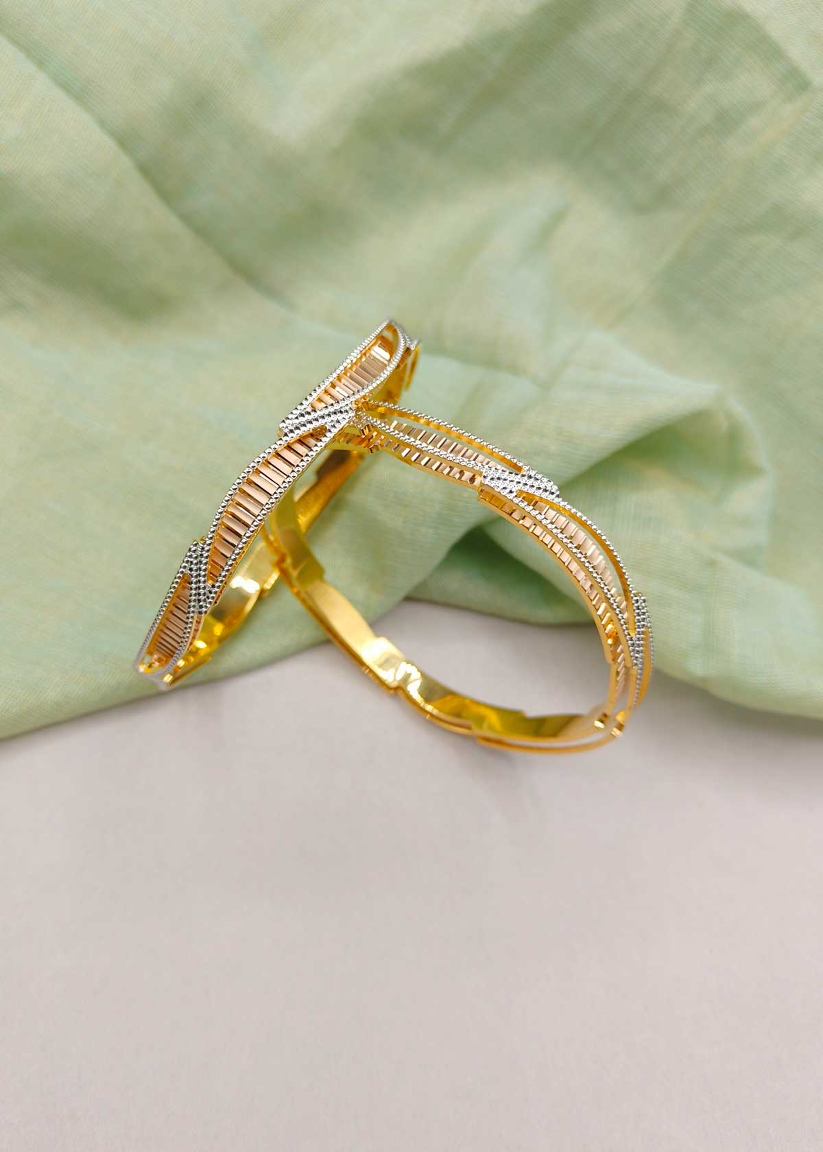 1 Gram Gold Triple Polish Elegant Designer Bangles (2Pcs)
