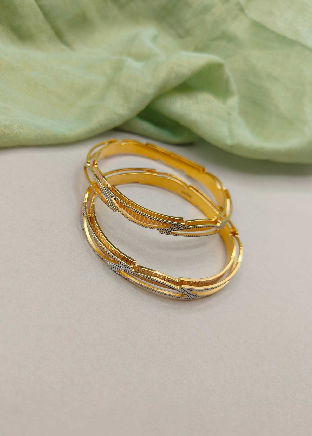 1 Gram Gold Triple Polish Elegant Designer Bangles (2Pcs)