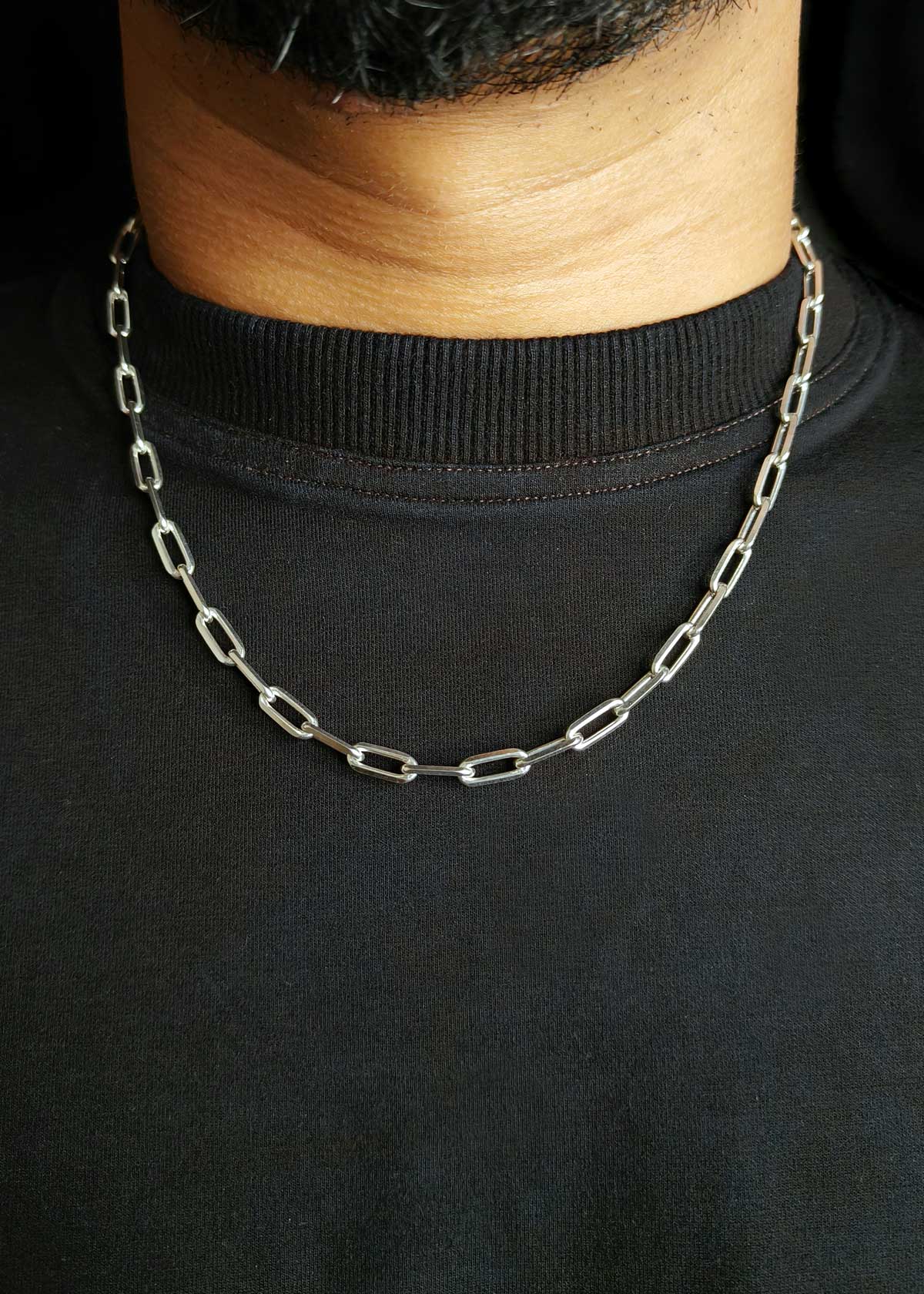 92.5 Sterling Silver Paperclip Link Design Men's Chain