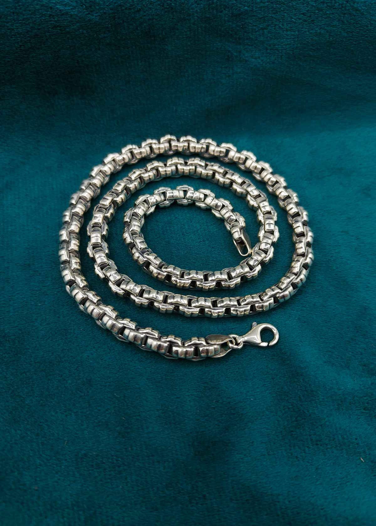 92.5 Sterling Silver Round Link Men's Chain