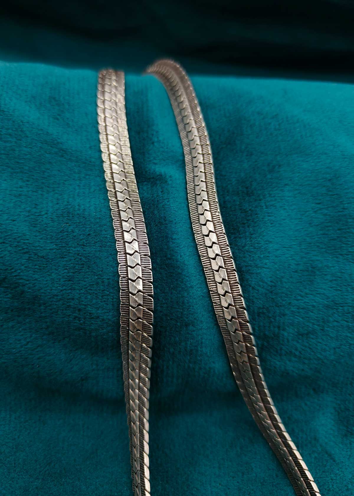 92.5 Sterling Silver Woven Flat Men's Oxidised Chain