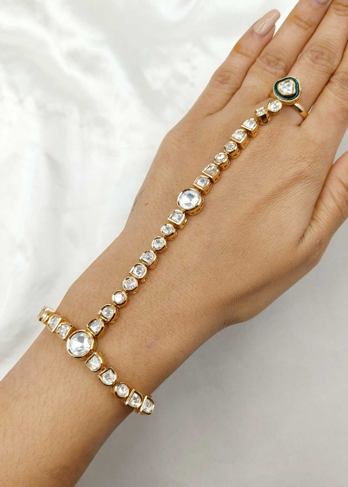 Traditional Kundan Meenakari Adjustable Women's Hath Pan