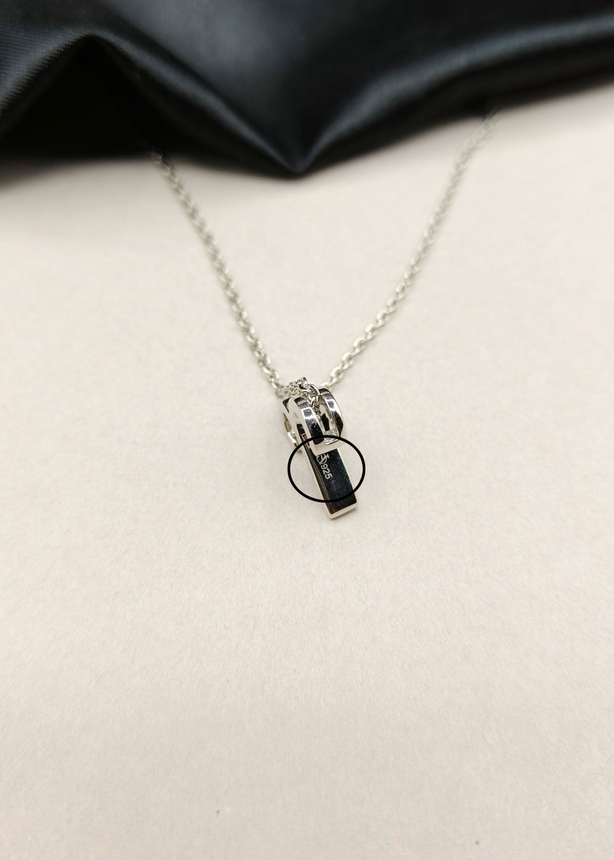 92.5 Sterling Silver Aries Zodiac Symbol Pendant + Chain