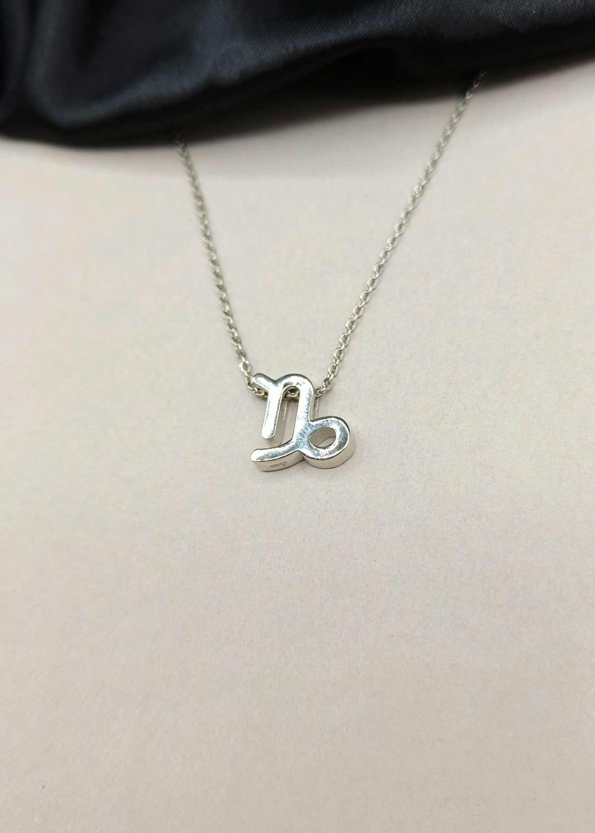 92.5 Sterling Silver Capricorn Zodiac Symbol Pendant + Chain