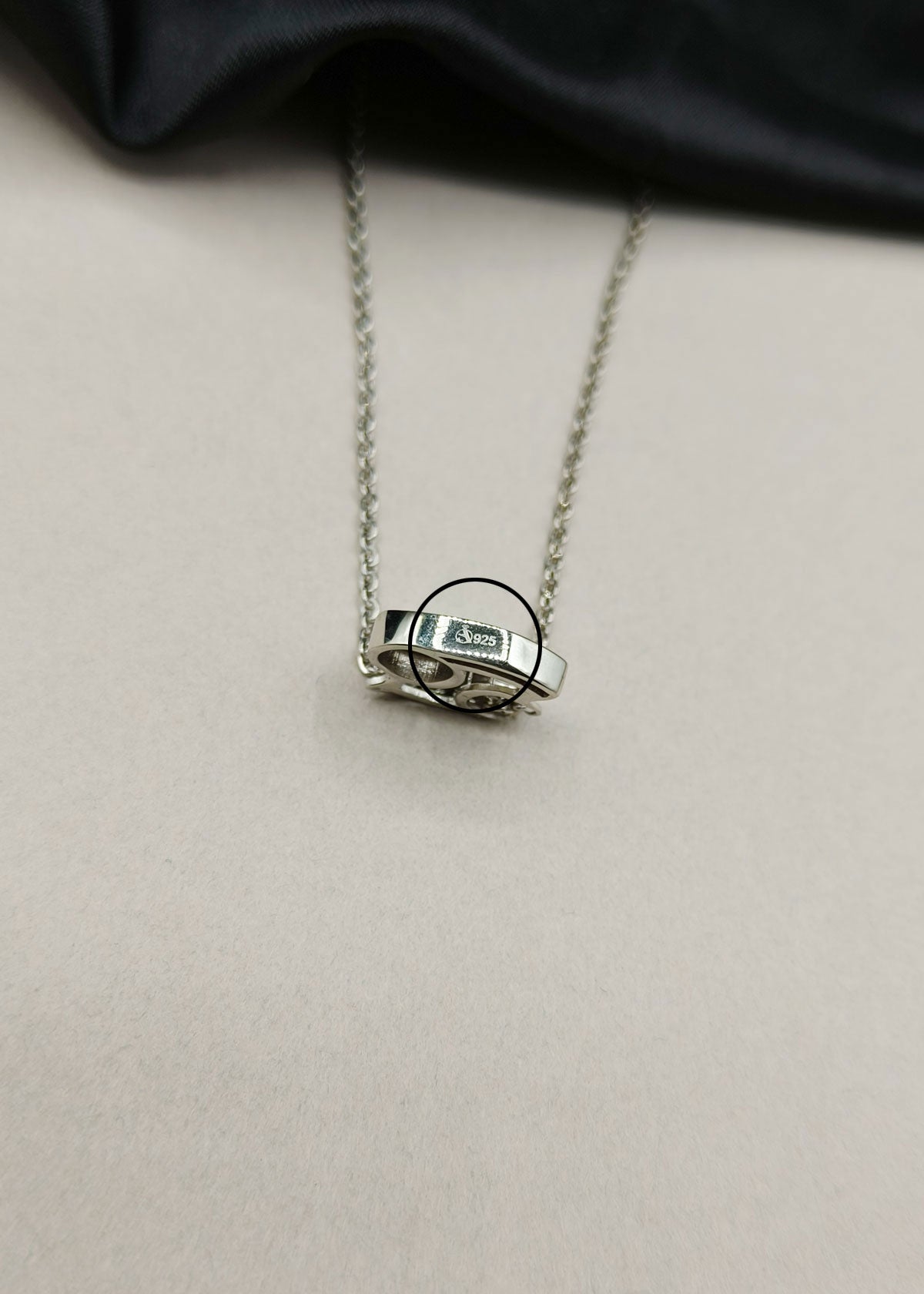 92.5 Sterling Silver Cancer Zodiac Symbol Pendant + Chain