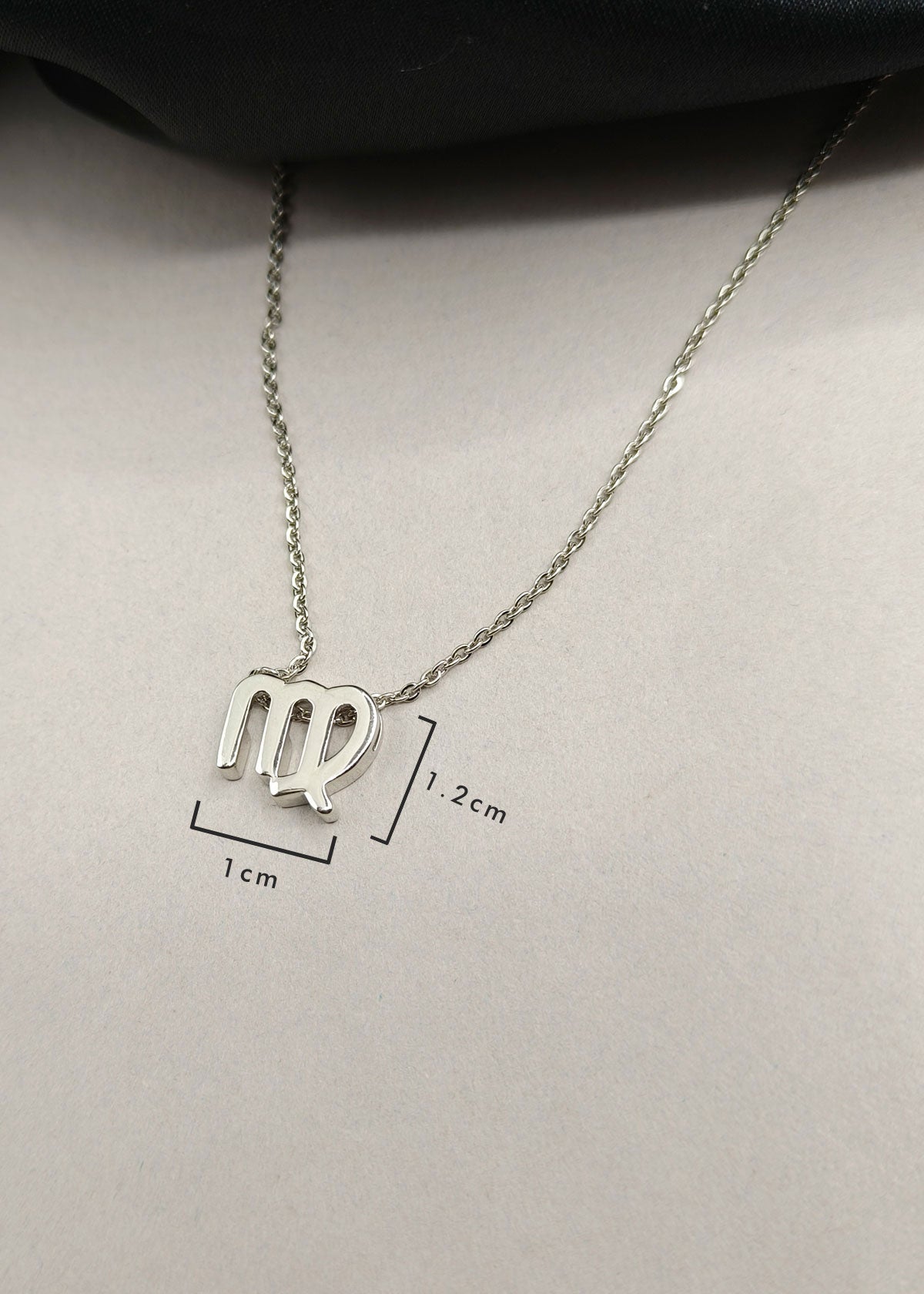 92.5 Sterling Silver Virgo Zodiac Symbol Pendant + Chain